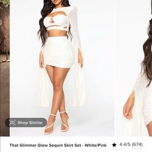 Glimmer glow sequin skirt set